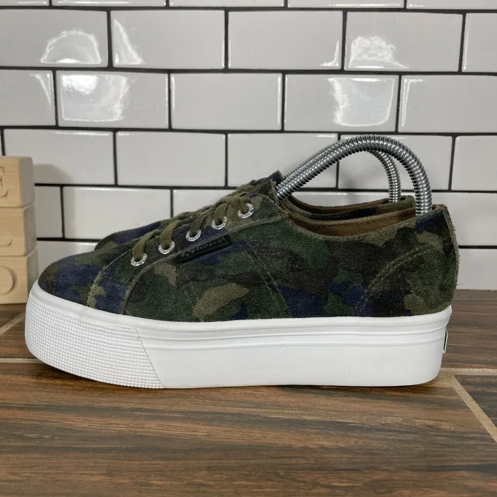 Superga 2790 Womens Size 7 Shoes Camo Suede Low Top Lace Up Platform Sneaker